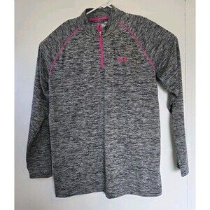 Under Armour Shirt Mens L Tech 2.0 1/2 Zip Lightweight Pullover Gym Gray Pink